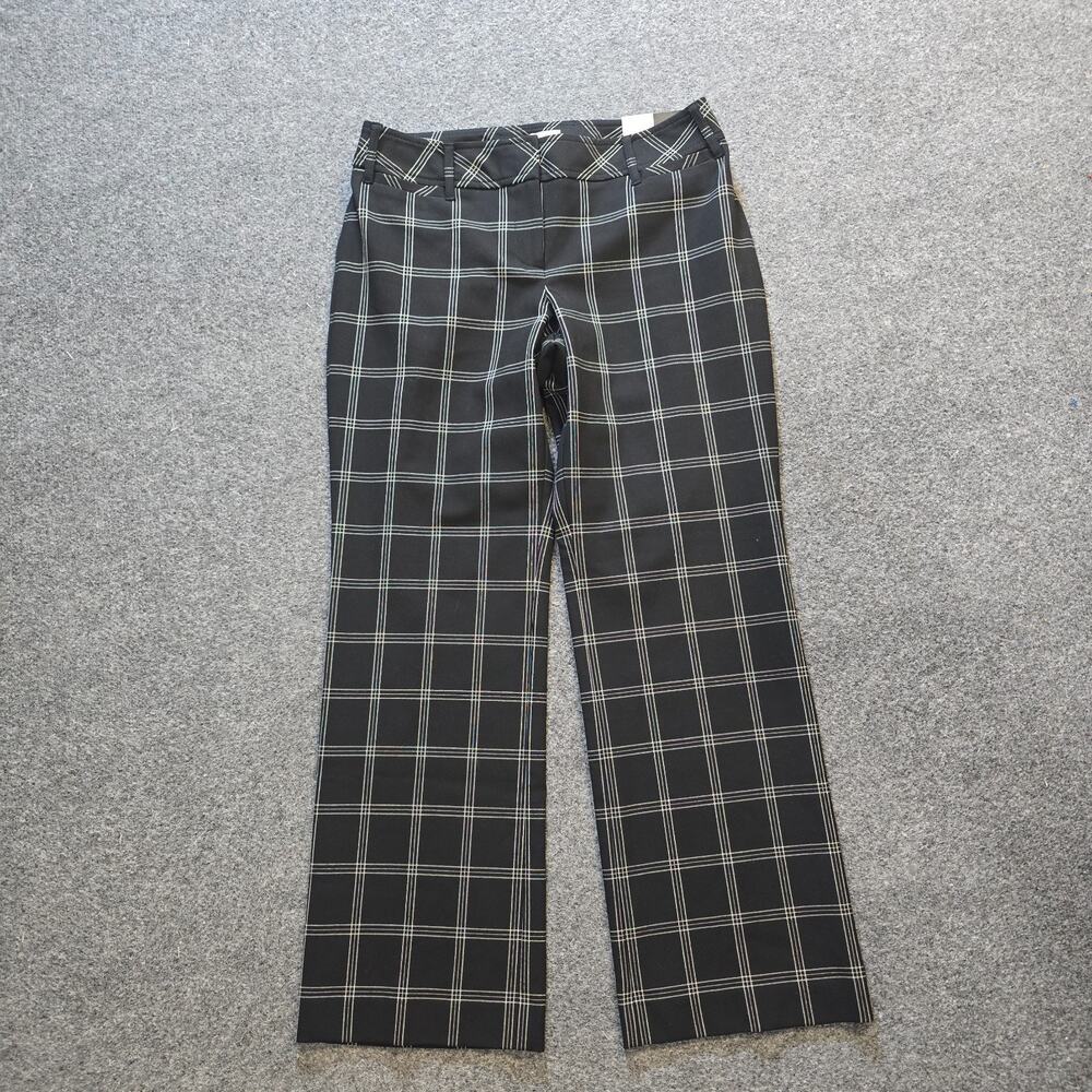 LOFT Pants Women Size 8 Petite Black Windowpane Plaid Straight Leg Office Career